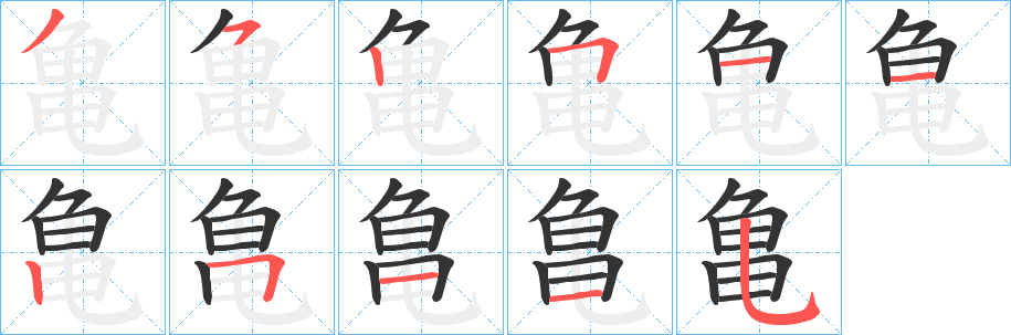 亀的笔顺分步演示