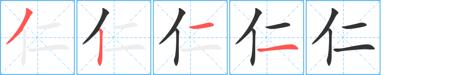 仁的笔顺分步演示