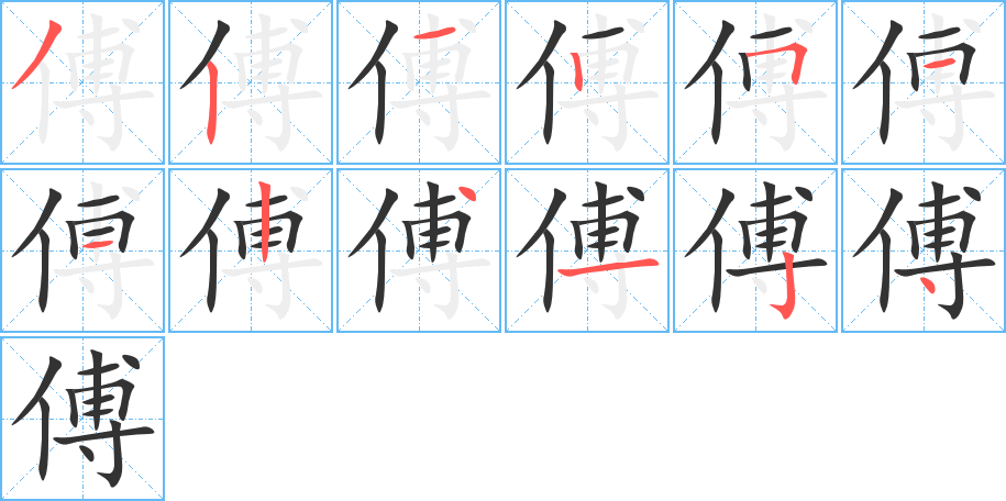 傅的笔顺分步演示