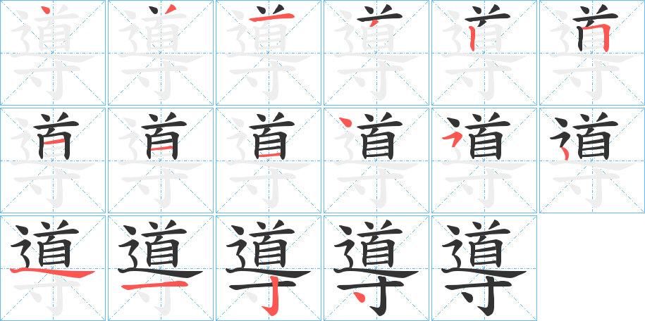 導的笔顺分步演示