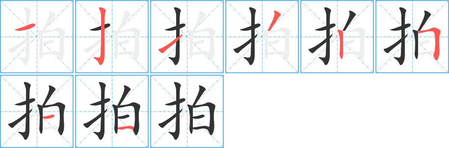 拍的笔顺分步演示