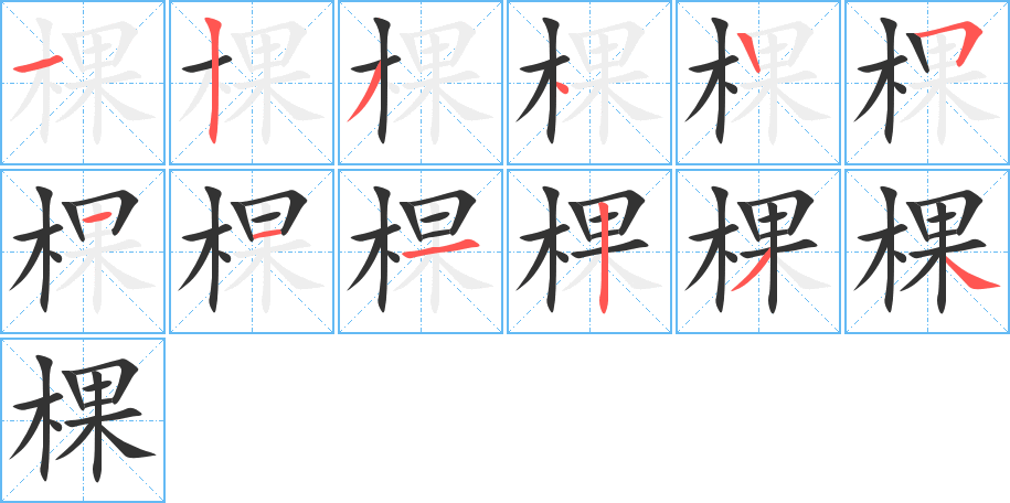 棵的笔顺分步演示