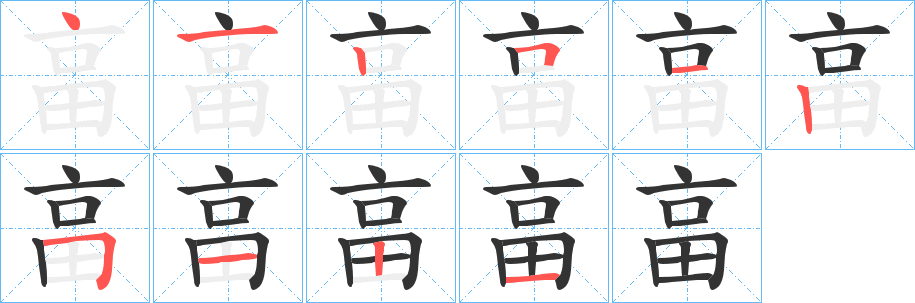 畗的笔顺分步演示