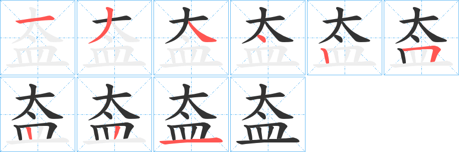 盇的笔顺分步演示