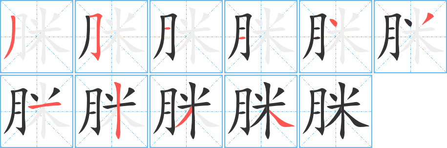 脒的笔顺分步演示