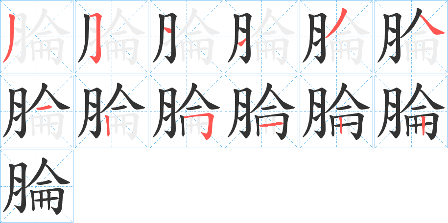 腀的笔顺分步演示