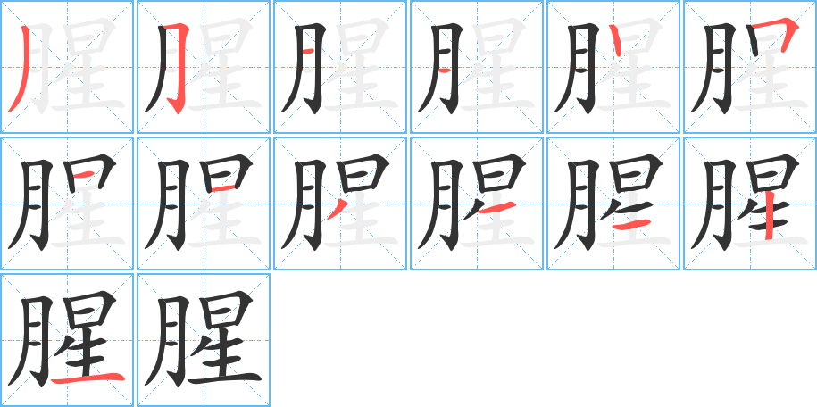 腥的笔顺分步演示