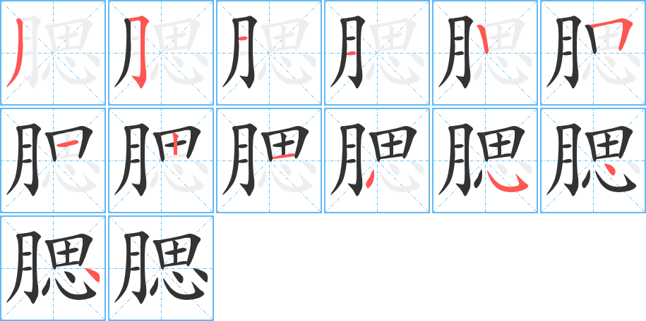 腮的笔顺分步演示