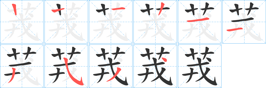 茙的笔顺分步演示