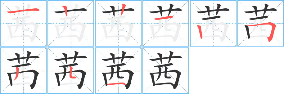 茜的笔顺分步演示