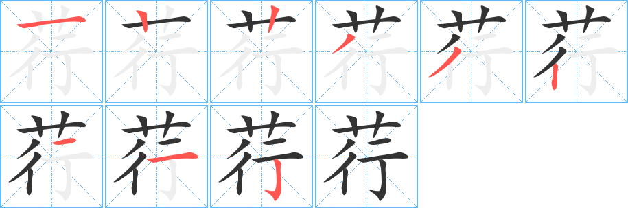 荇的笔顺分步演示