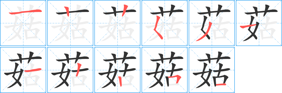 菇的笔顺分步演示