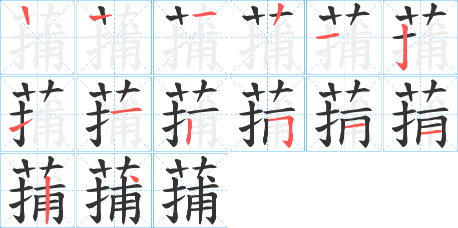 蒱的笔顺分步演示