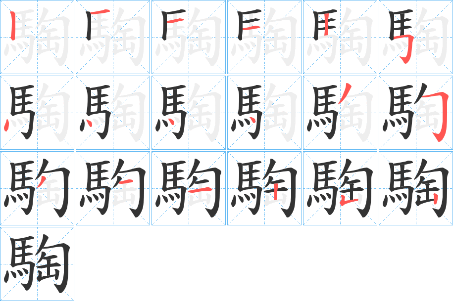 騊的笔顺分步演示