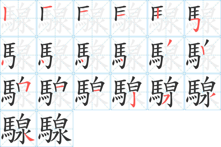 騡的笔顺分步演示