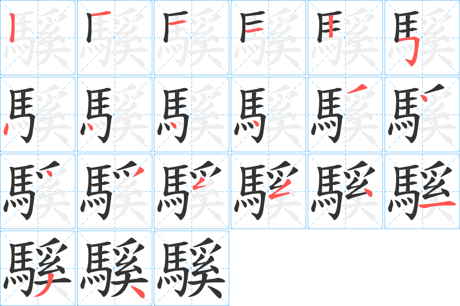 騱的笔顺分步演示