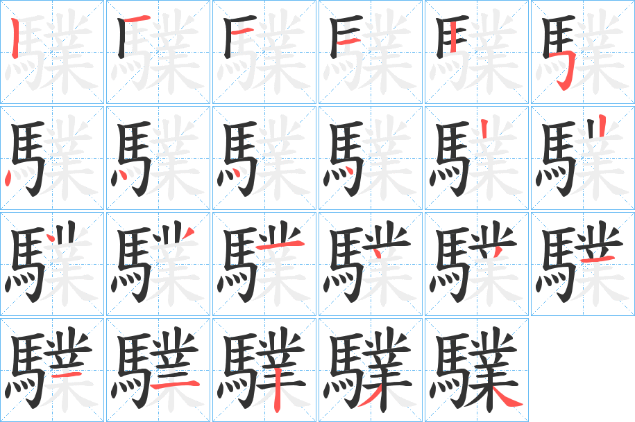 驜的笔顺分步演示