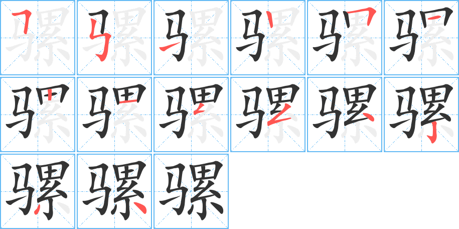 骡的笔顺分步演示