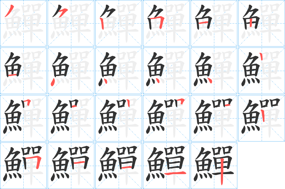 鱓的笔顺分步演示