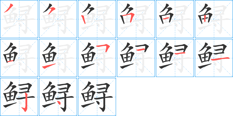 鲟的笔顺分步演示