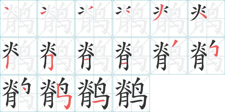 鹡的笔顺分步演示